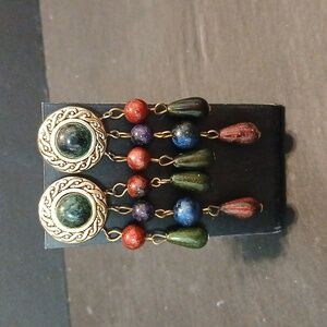 Two tone beaded boho earrings